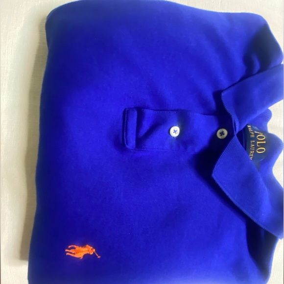 Ralph Lauren Polo Shirt with orange Logo XL Royal Blue custom - Picture 13 of 13